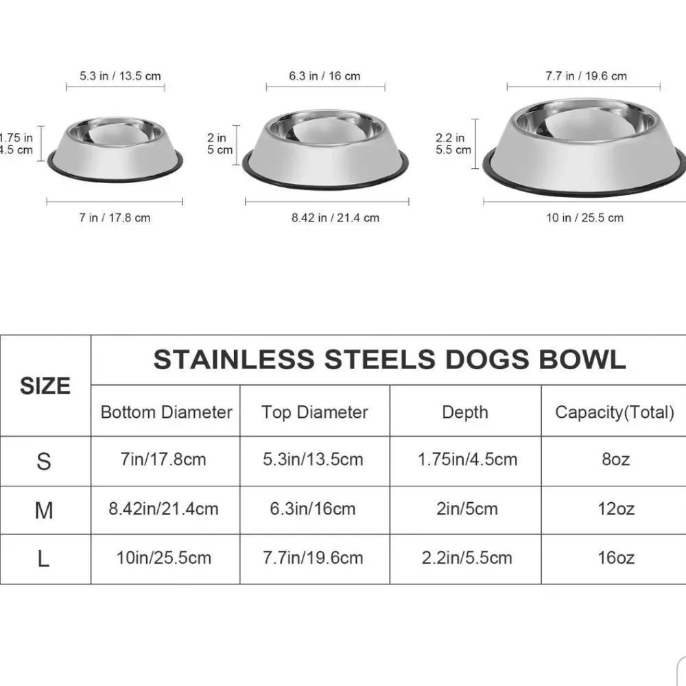 LEACOOLKEY Stainless Steel 2 Pack Dog/Cat Bowls New With Tags Sz. Sall